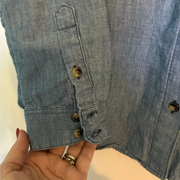 M. i. h. jeans chambray Vigo shirt long sleeved button up collared embroidered - Picture 4 of 7